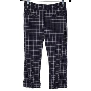 Betabrand Petite Dress Pant Navy Grid Check Cropped Stretch Sml Office Workwear
